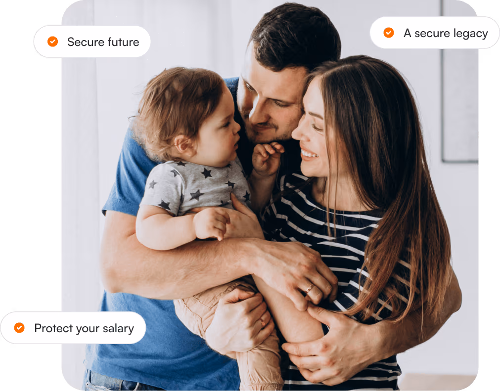 Family smiling with peace of mind, protected by life insurance